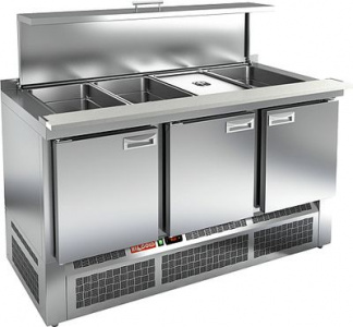 Стол для салатов Hicold SLE3-111GN с крышкой (+2+10), 3 дв, 1485х700х850мм, ниж.агрег.