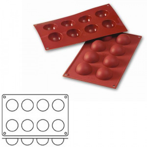 Форма силик. для зам. И вып. "ПОЛУСФЕРА" D50Мм H25Мм, 8 ячеек Sf004/N